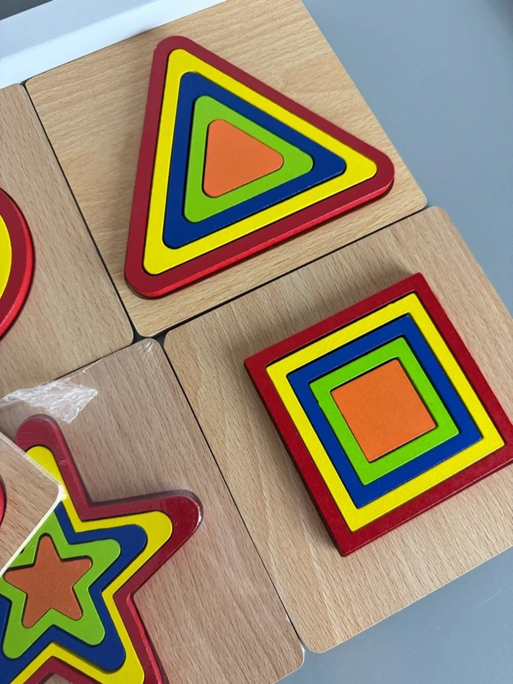 Wooden Colorful Shape Stacking Puzzle - Multicolor Set of 7 Brand New